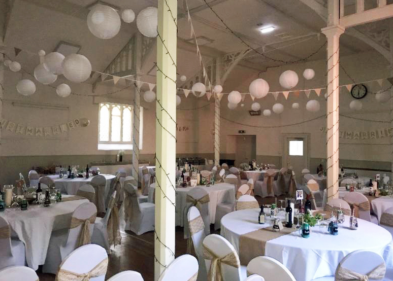 Hall set up for a wedding