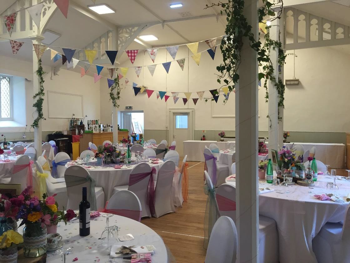 Hall set up for a wedding