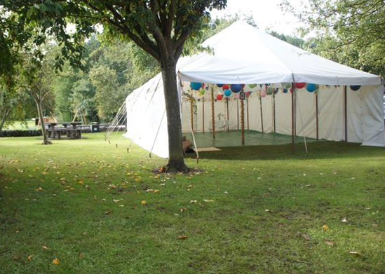 Wedding marquee in the orchard