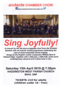Andante choir Sat 13th April 7.30pm